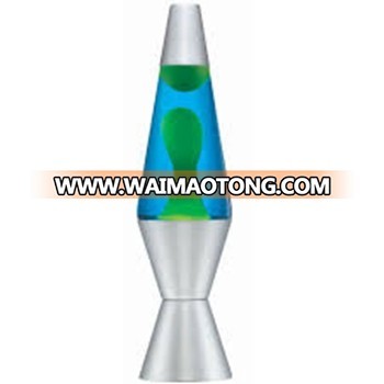 Lava Lamp Original Style Neon Blue Wax Clear Liquid Black Base 14.5 inches